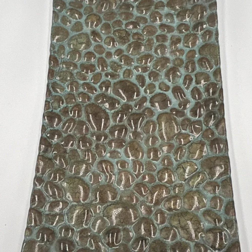 Carolyn Kinder metal Tray, Rectangular, Pebble Pattern, Brown Green, Glossy